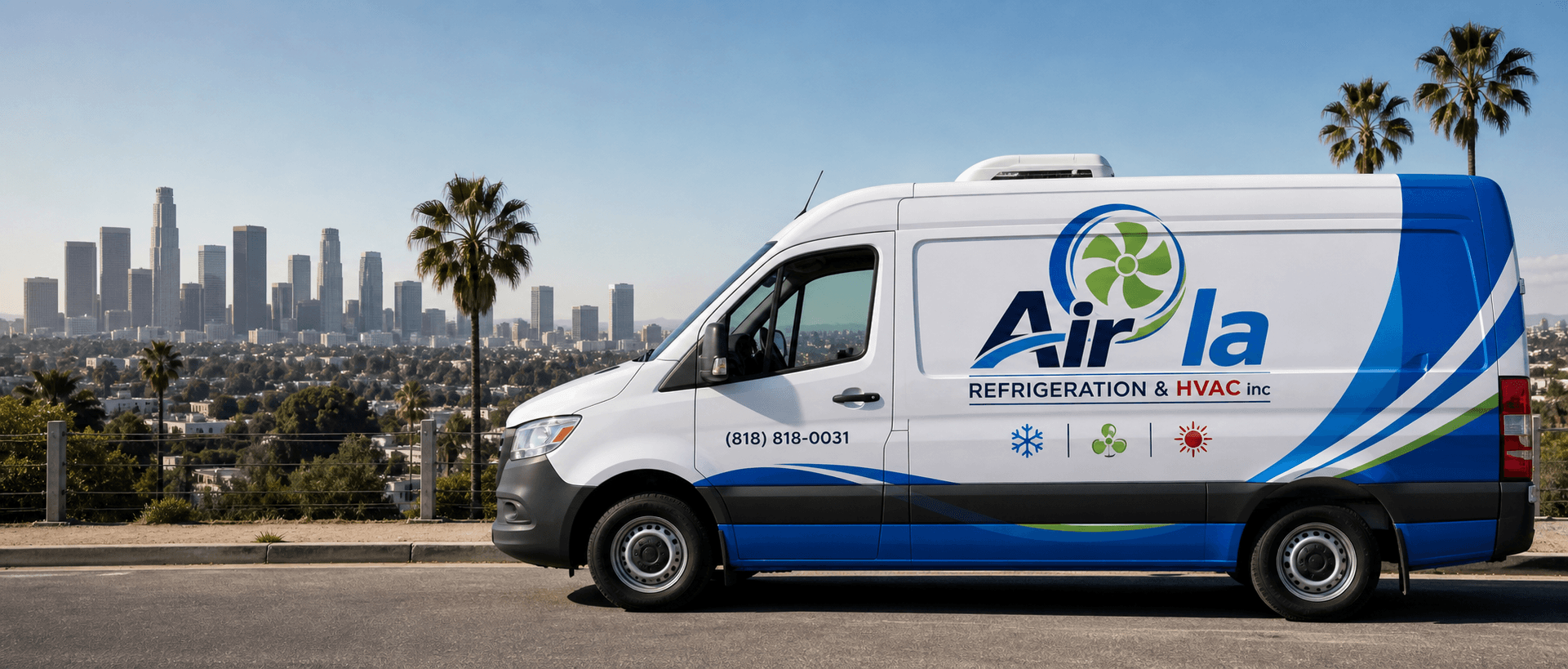 Air LA service van with Los Angeles skyline